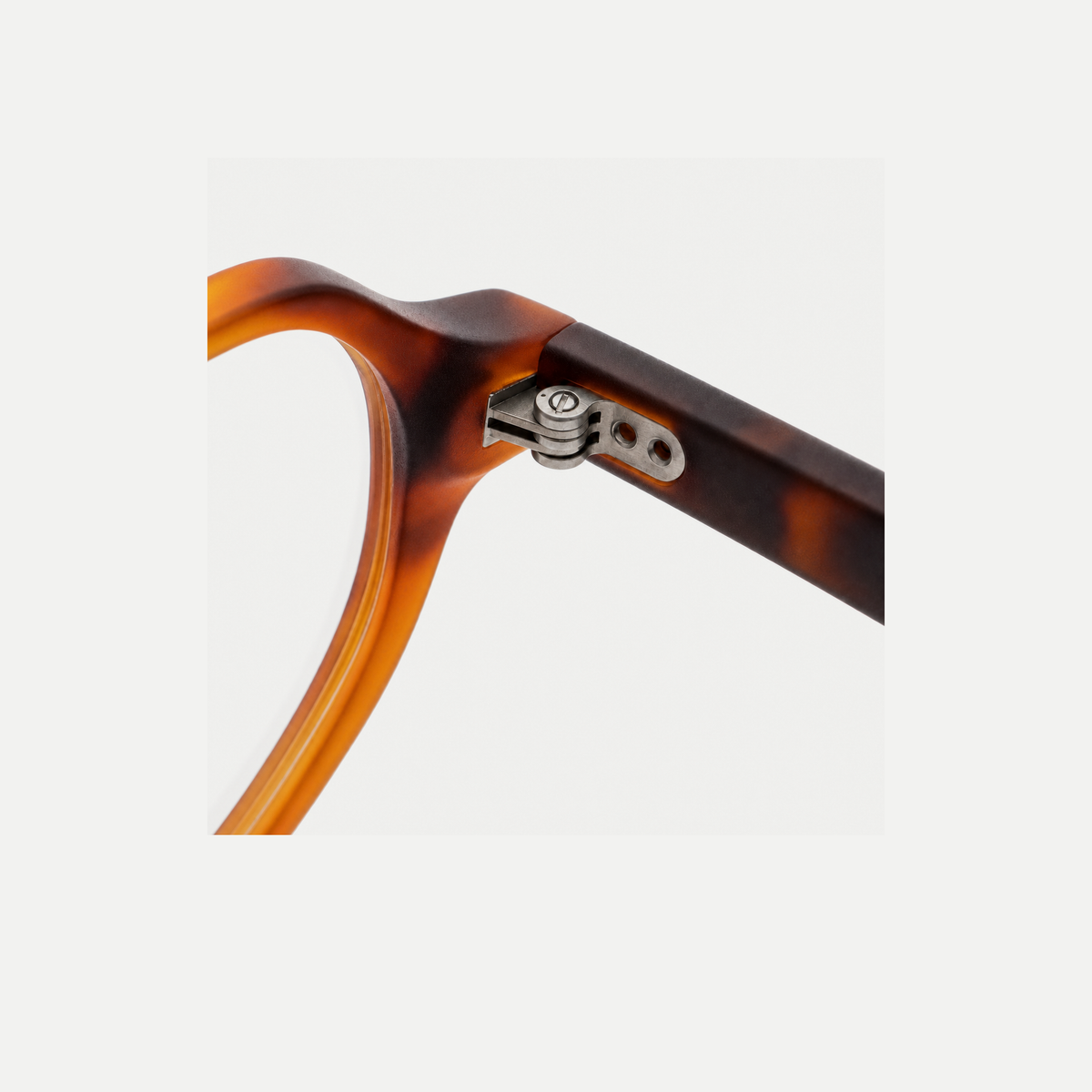 Vivian tortoise brown acetate glasses, hinge detail