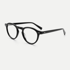 Camille black acetate glasses, angled view