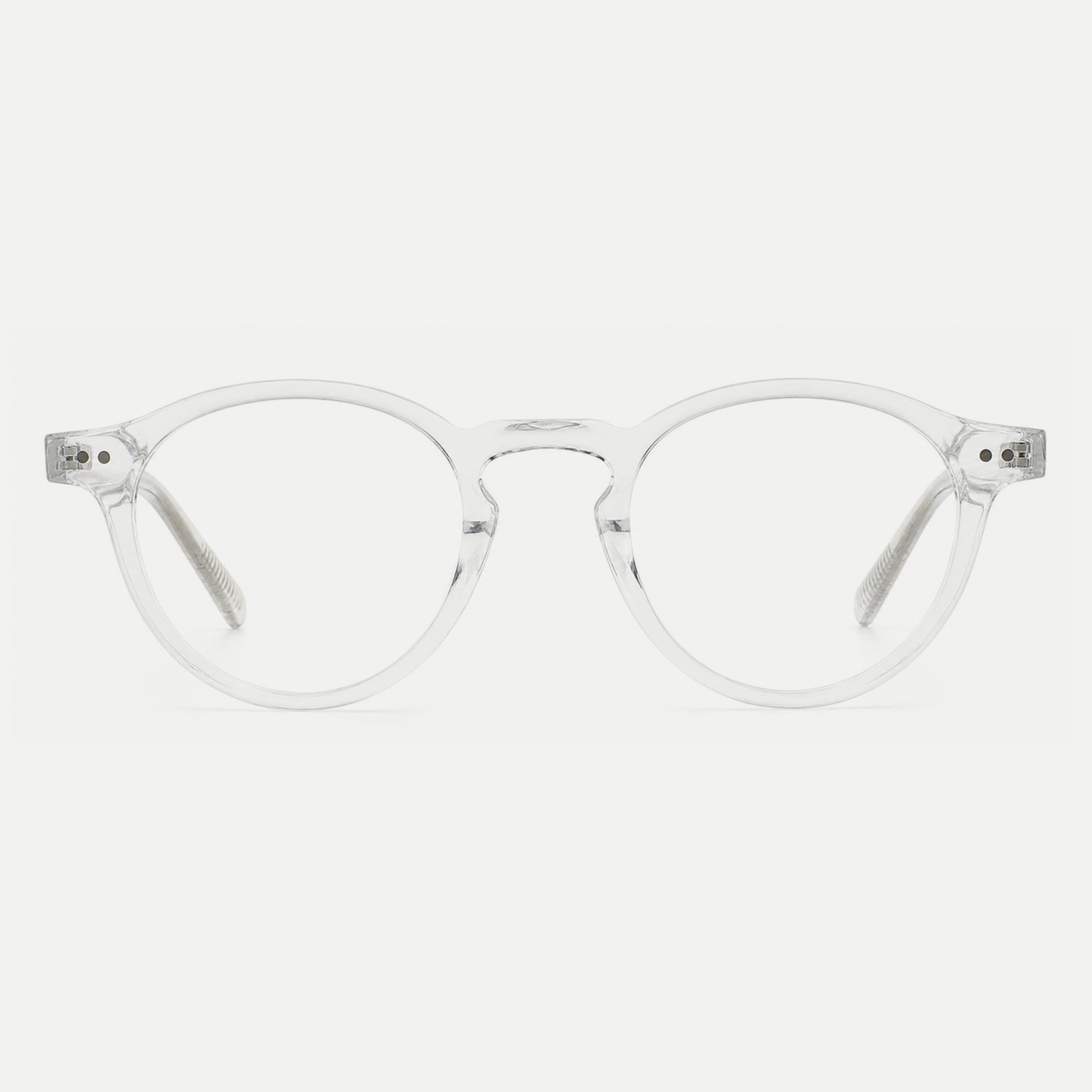 Camille crystal clear acetate glasses, front view