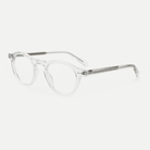 Camille crystal clear acetate glasses, angled view