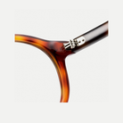 Camille tortoise brown acetate glasses, hinge detail