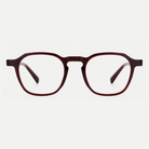 Eleanor burgundy acetate glasses, front view