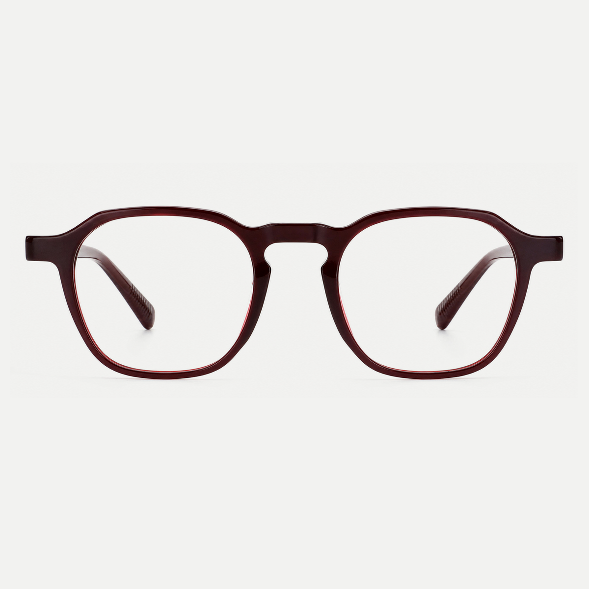 Eleanor burgundy acetate glasses, front view