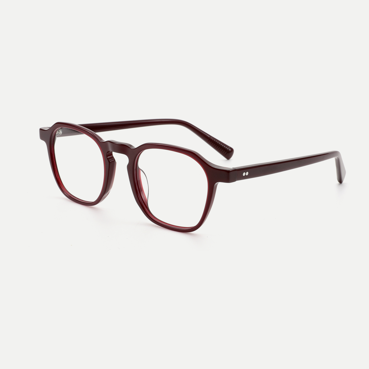 Eleanor burgundy acetate glasses, angled view