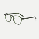 Eleanor forest green acetate glasses, angled view