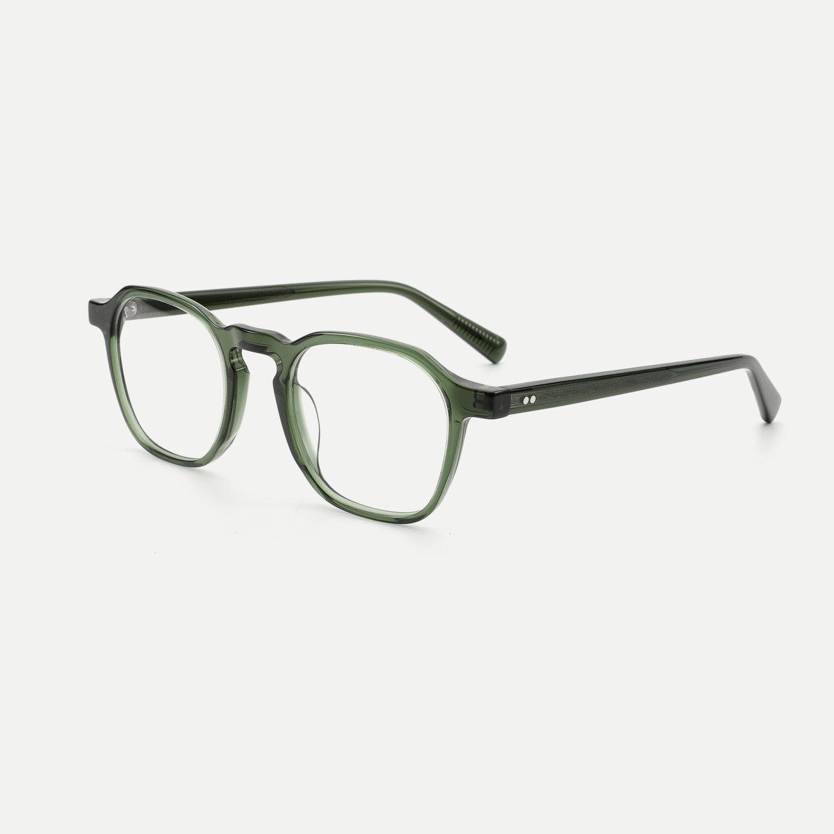 Eleanor forest green acetate glasses, angled view