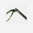 Eleanor forest green acetate glasses, hinge detail