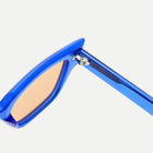 Arden sunglasses - Crystal Blue / Amber - hinge detail