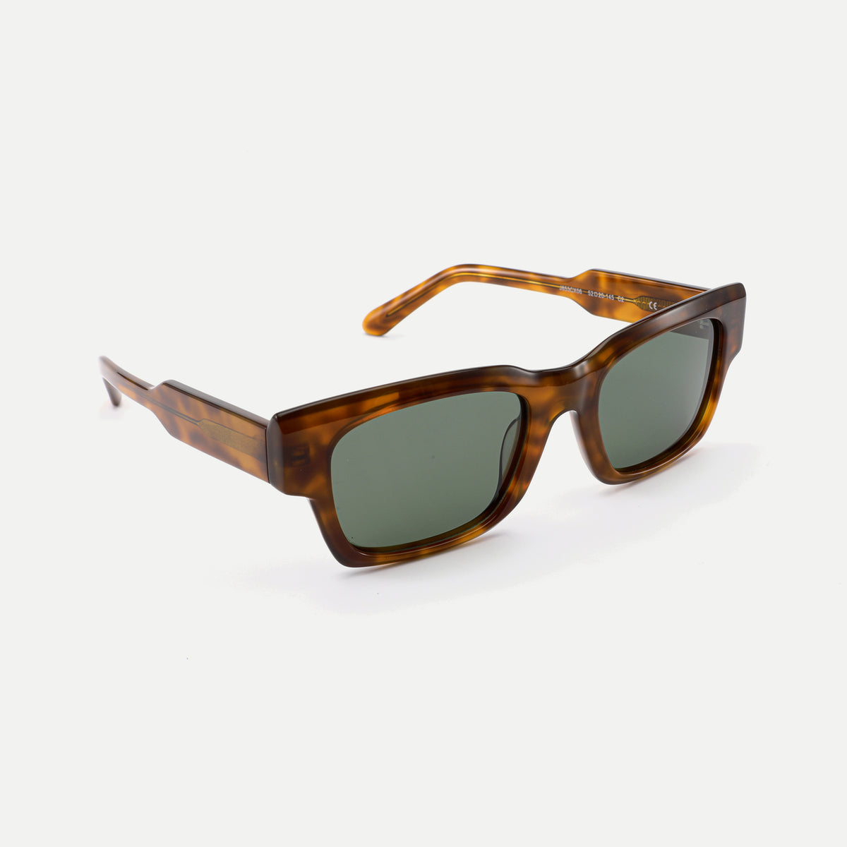 Rowan sunglasses - Amber Tortoise / Green - hinge detail