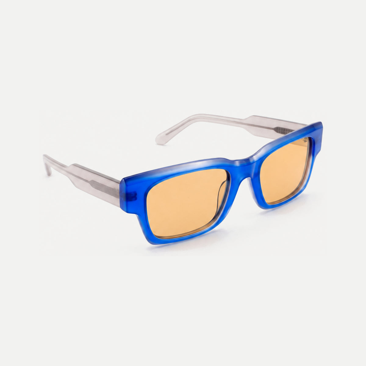 Rowan sunglasses - Crystal Blue / Amber - hinge detail