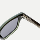 Ellis sunglasses - Crystal Olive / Smoke - hinge detail