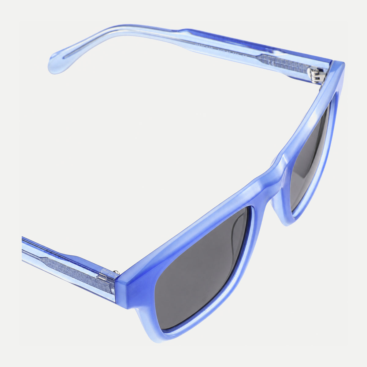 Ellis sunglasses - Crystal Ice Blue / Smoke - temple detail