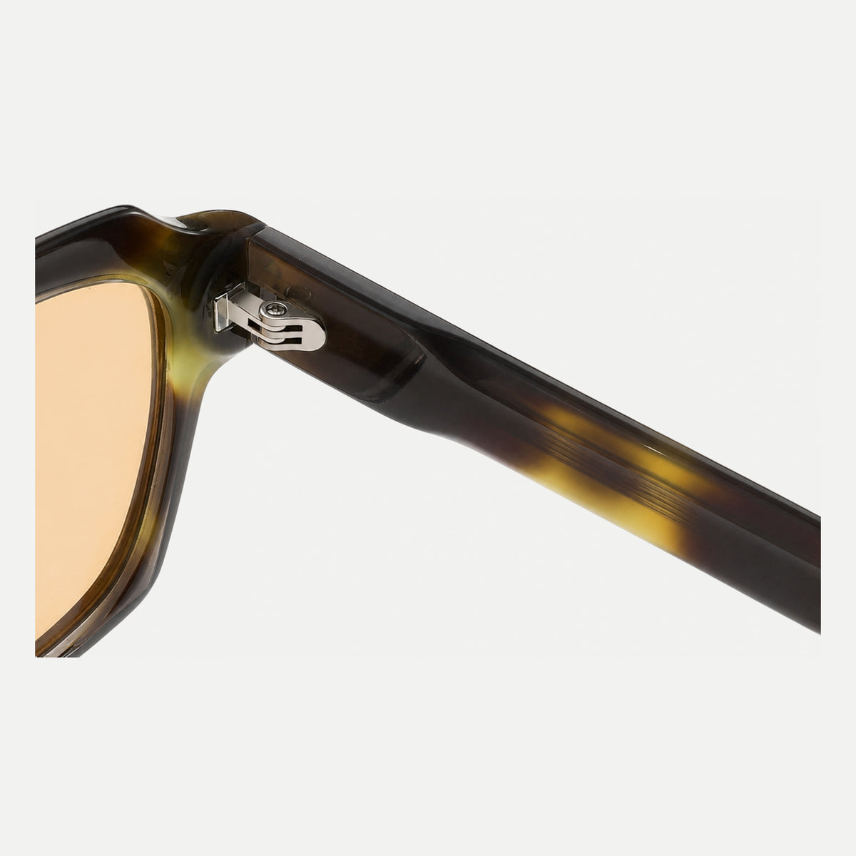 Monroe sunglasses - Black Tortoise / Amber - hinge detail
