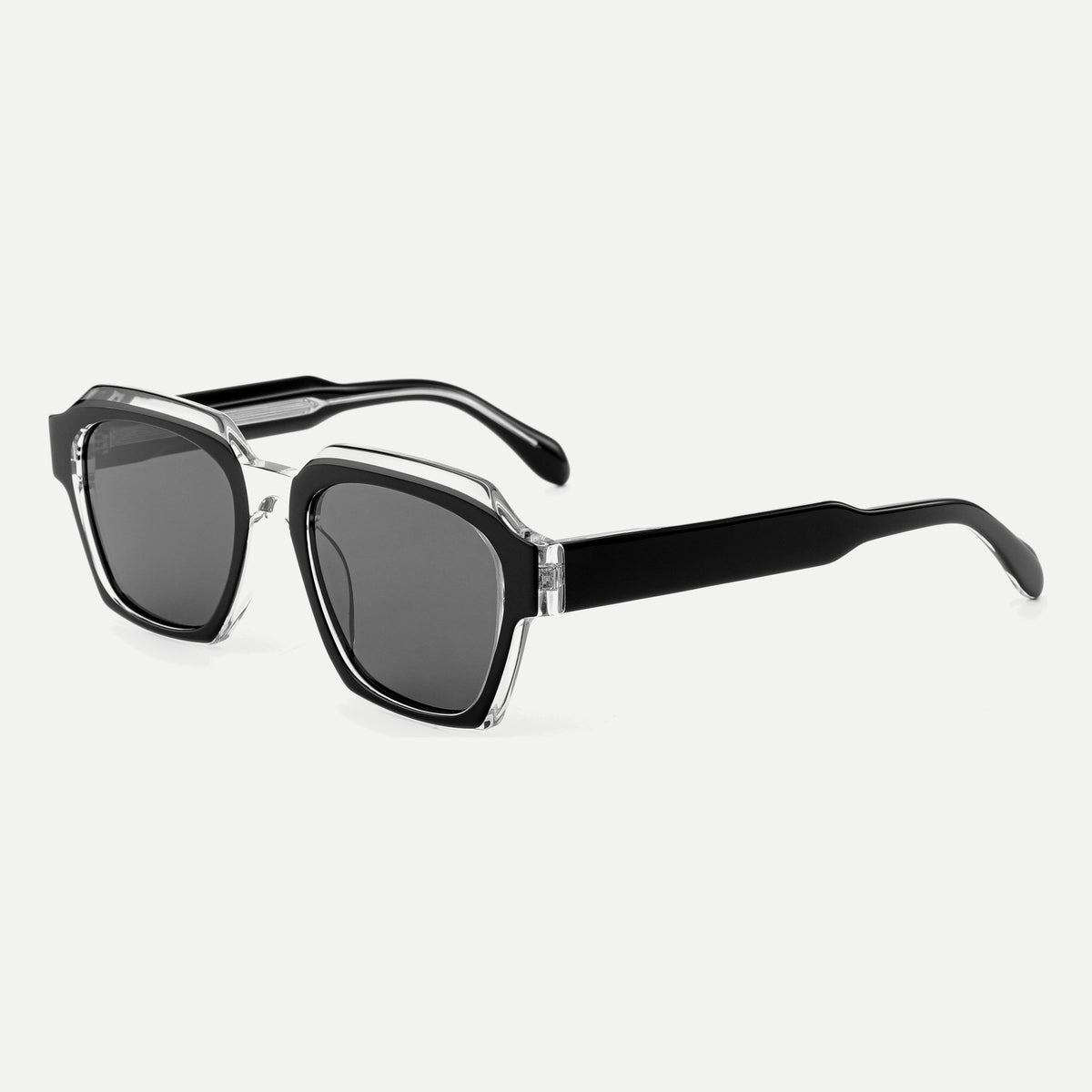 Monroe sunglasses - Crystal Clear Black / Smoke - 45-degree view