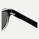 Monroe sunglasses - Crystal Clear Black / Smoke - hinge detail