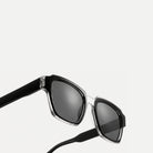 Monroe sunglasses - Crystal Clear Black / Smoke - temple detail