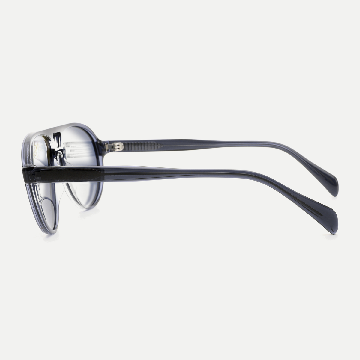 Elise crystal blue eyeglasses, 90-degree side view
