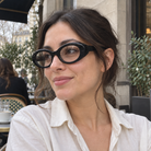 Iris black acetate eyeglasses, lifestyle wearing photo