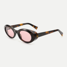 Esme amber tortoise / pink sunglasses, 45-degree view