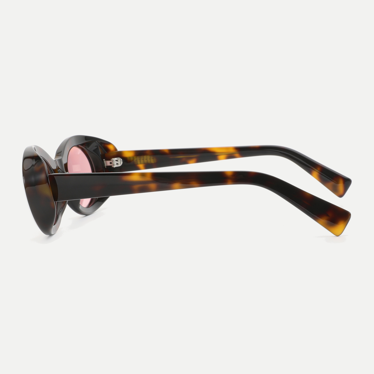 Esme amber tortoise / pink sunglasses, 90-degree side view