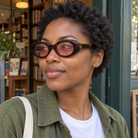 Esme amber tortoise / pink sunglasses, lifestyle view