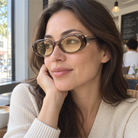 Esme crystal mocha / amber sunglasses, lifestyle view