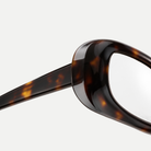 Cora dark tortoise eyeglasses, frame detail