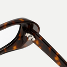 Cora dark tortoise eyeglasses, frame detail