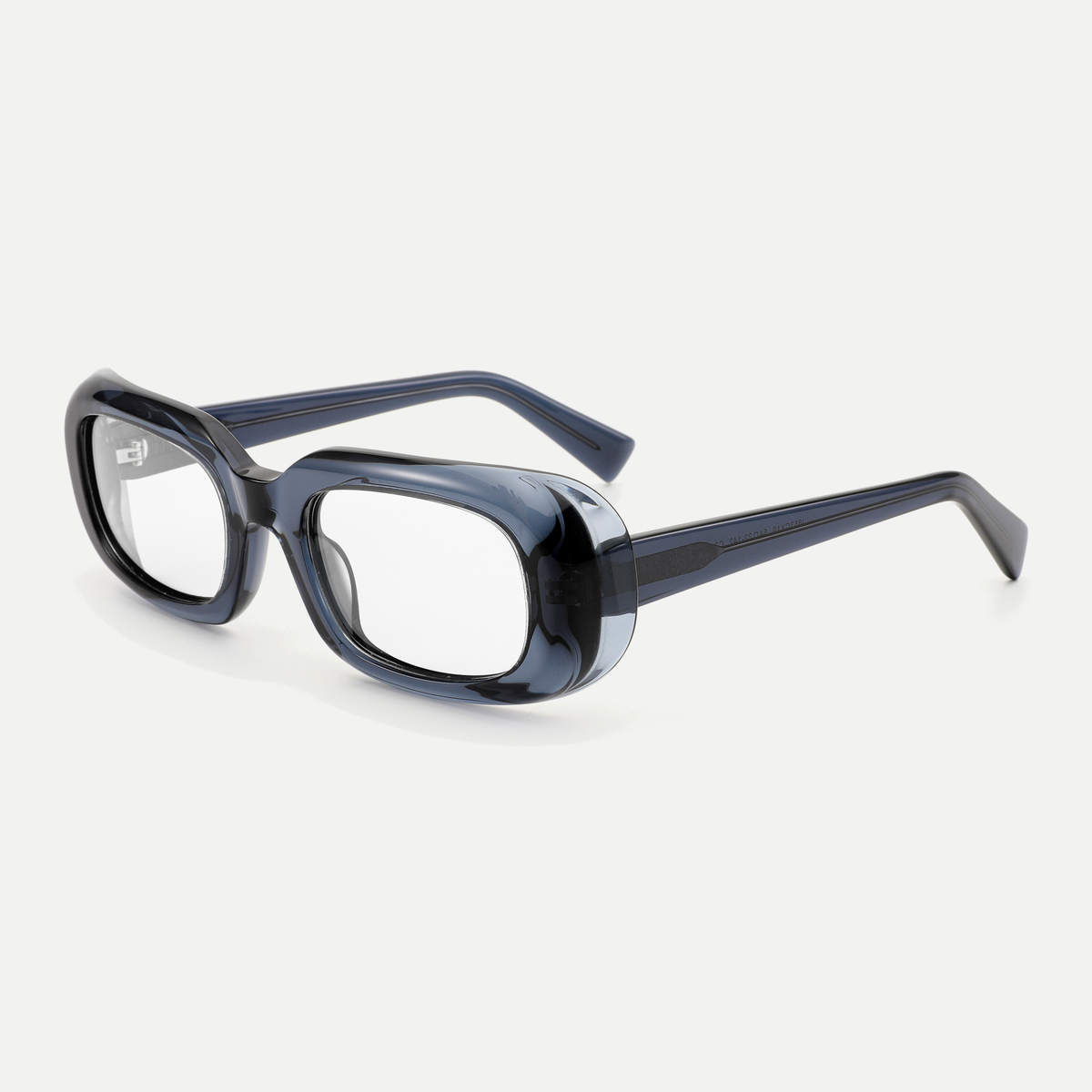 Cora crystal blue eyeglasses, 45-degree view