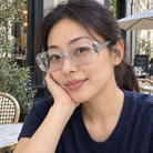 Cora crystal clear acetate eyeglasses, lifestyle wearing photo