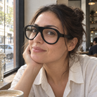 Livia black acetate eyeglasses, lifestyle wearing photo