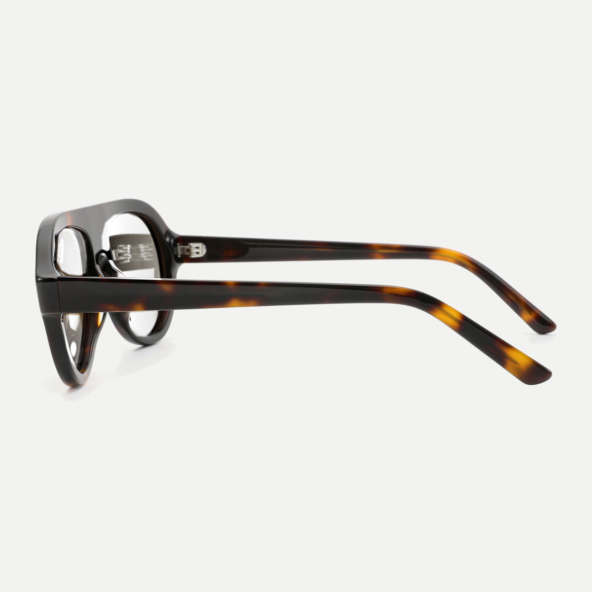 Livia amber tortoise eyeglasses, 90-degree side view