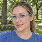Livia crystal lilac acetate eyeglasses, lifestyle wearing photo