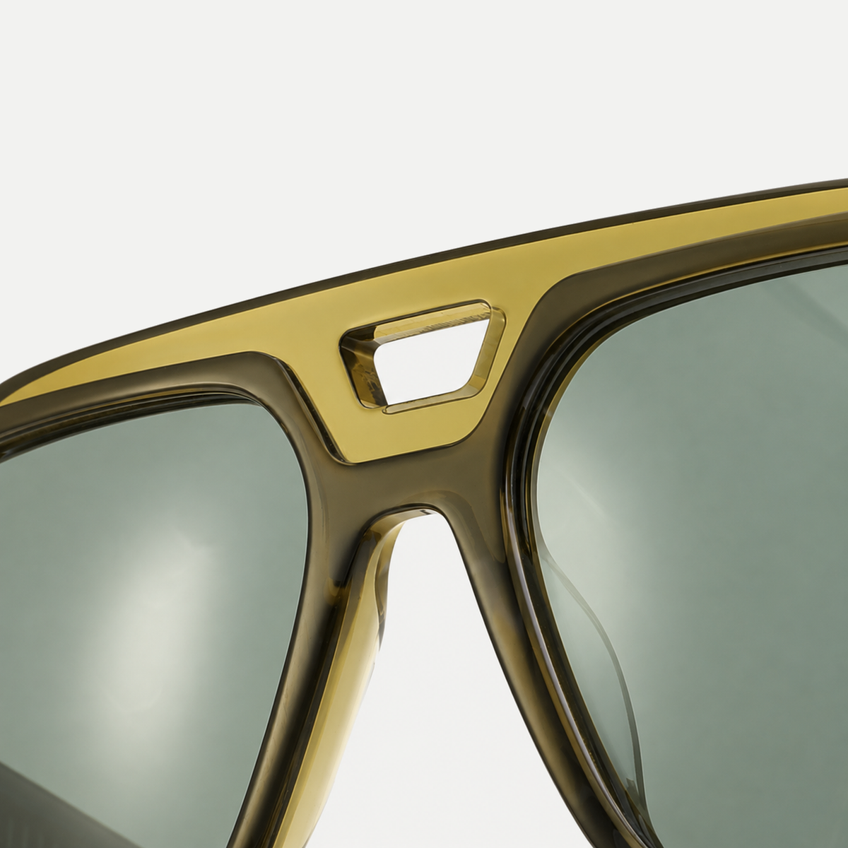 Phoenix crystal olive / green sunglasses, frame detail