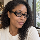 Daria black acetate eyeglasses, lifestyle wearing photo