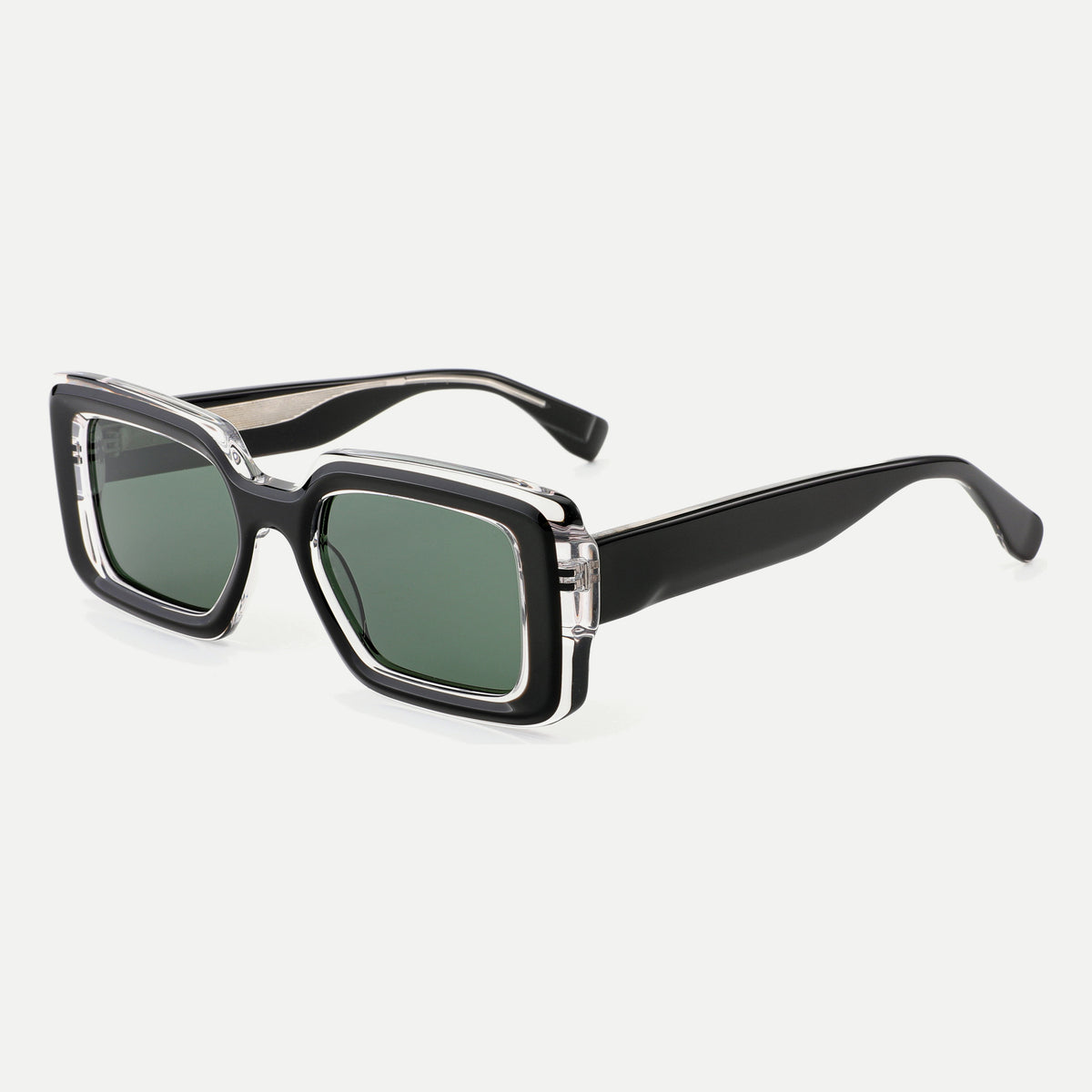 Noelle sunglasses - Crystal Smoke Black / Green - 45-degree view
