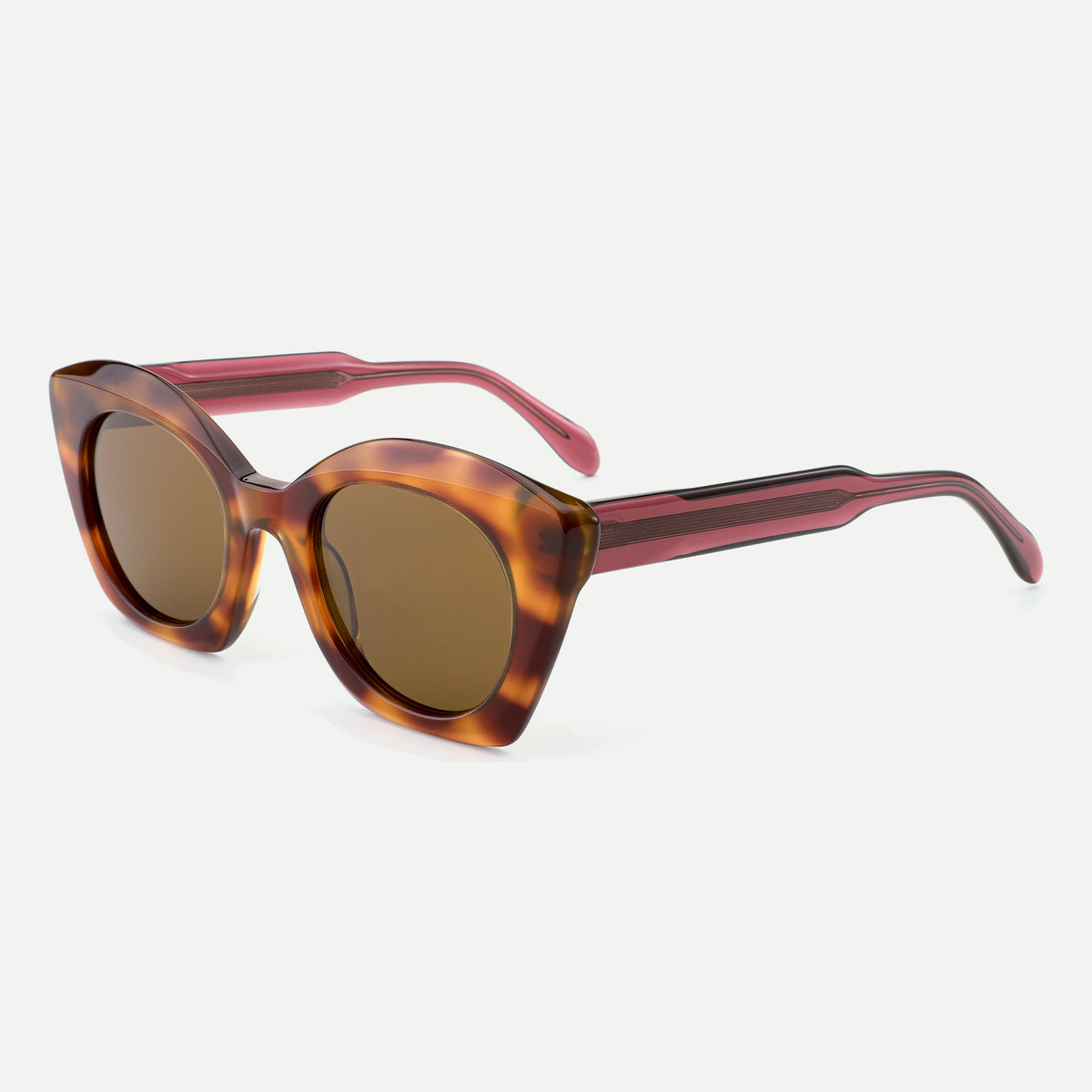 Amelie sunglasses - Rose Tortoise / Brown - 45-degree view