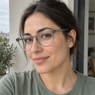 Delphine crystal gray acetate eyeglasses, lifestyle wearing photo