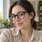 Sabine black acetate eyeglasses, lifestyle wearing photo