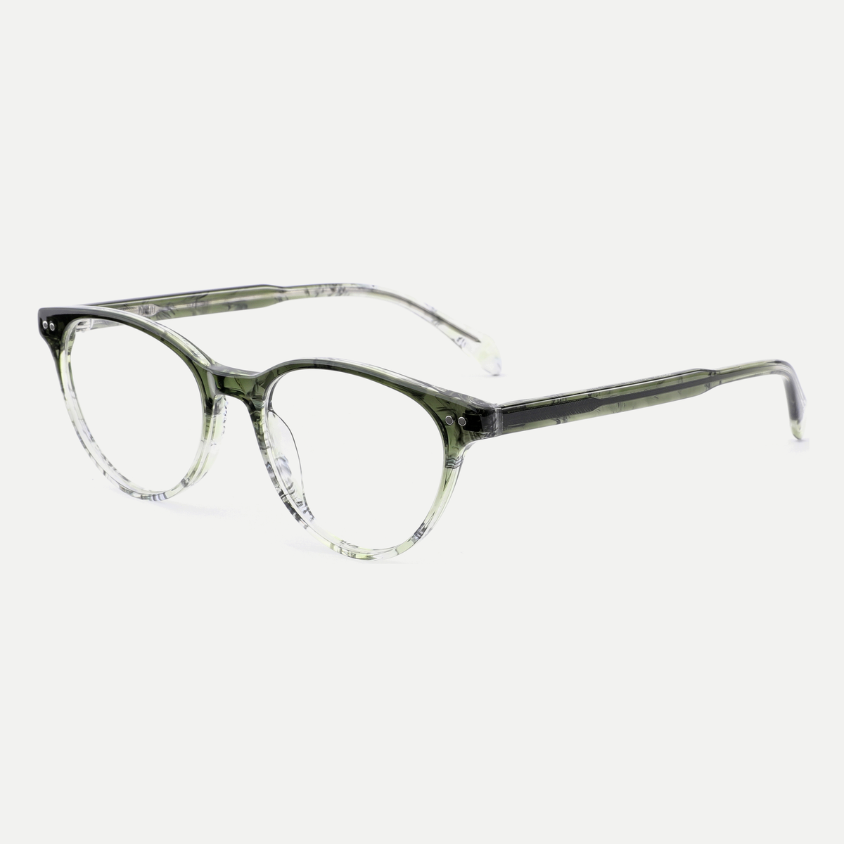 Sabine crystal olive acetate eyeglasses, angled view