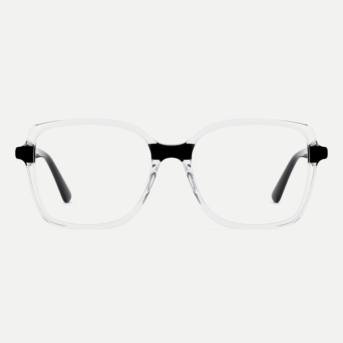 Lucille crystal clear / black acetate eyeglasses, front view