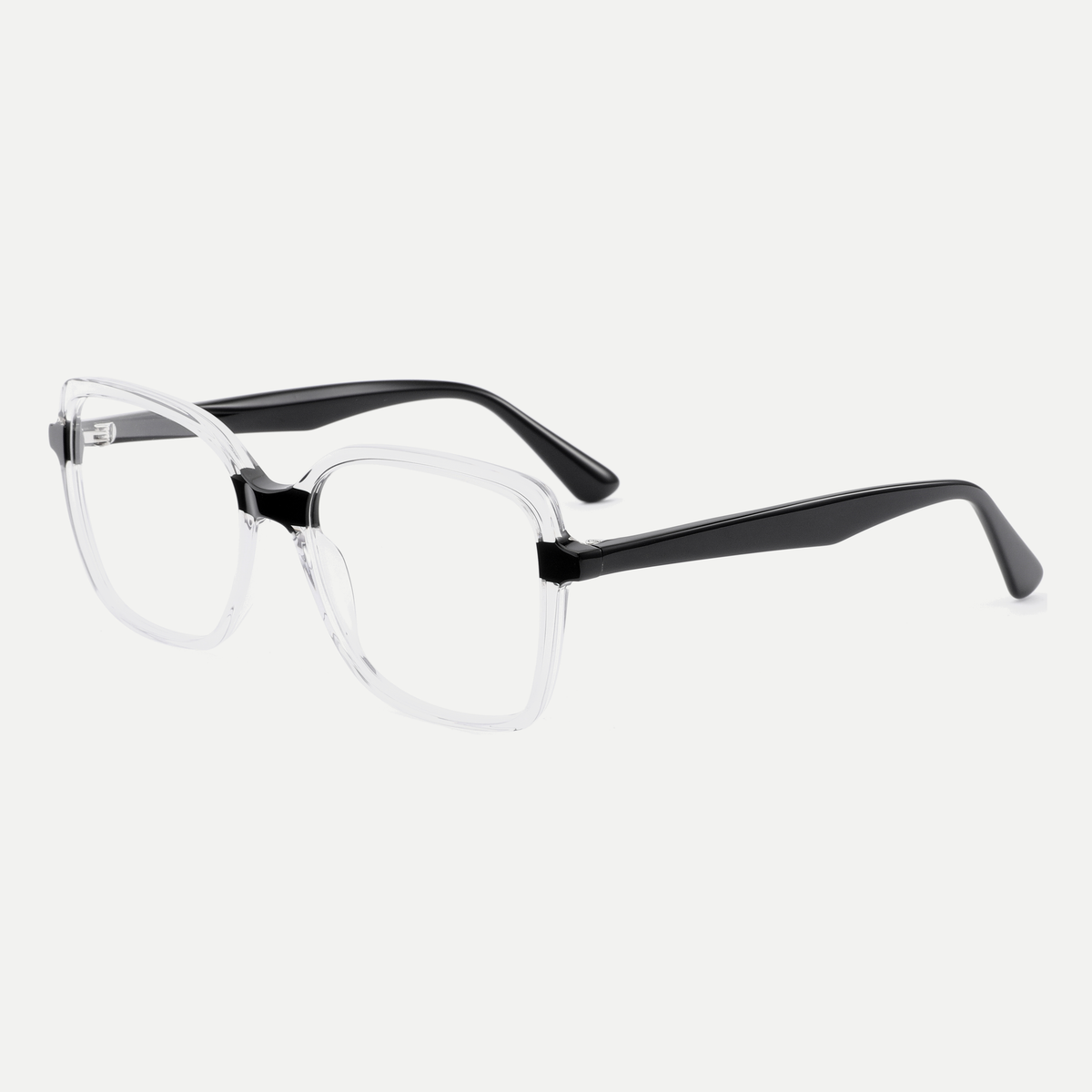 Lucille crystal clear / black acetate eyeglasses, angled view