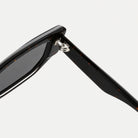 Zora sunglasses - Black Tortoise / Smoke - hinge detail