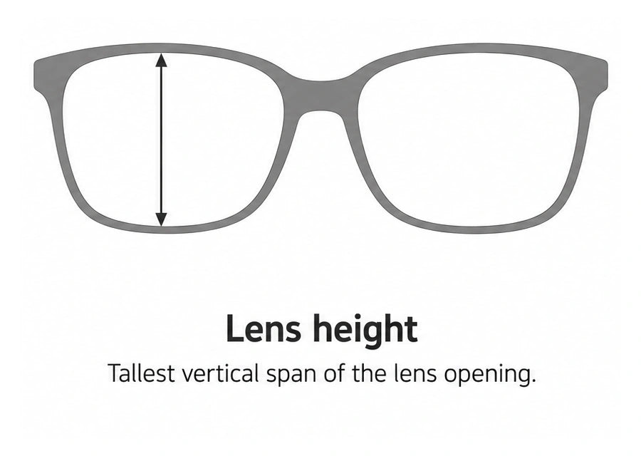 Lens height: tallest vertical span of the lens opening.